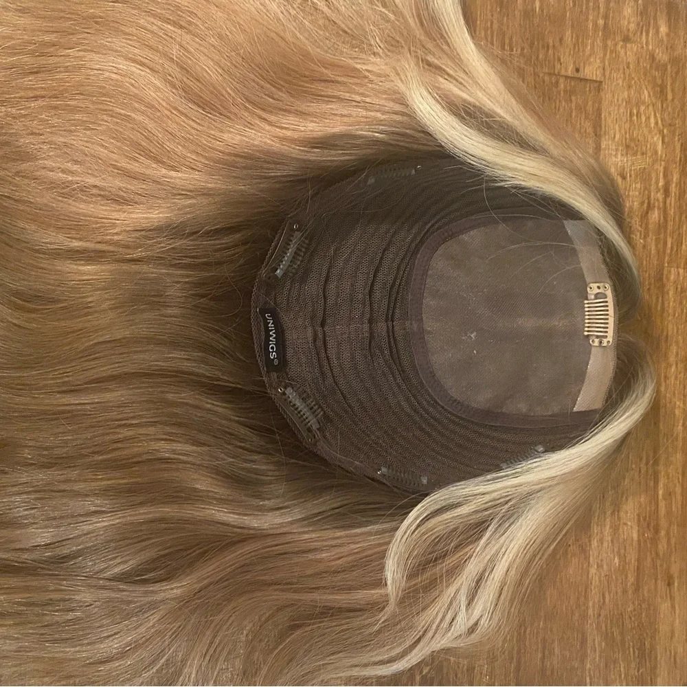 100% Uniwigs Remy Human Hair Topper Great condition! Rooted blonde - Picture 4 of 14